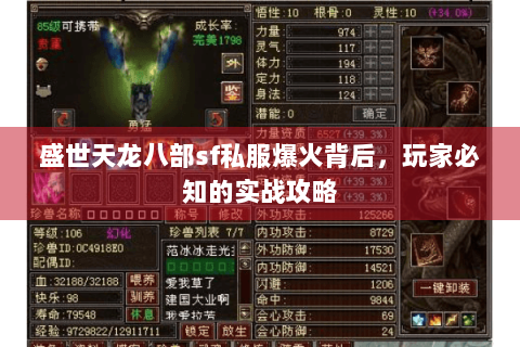 盛世天龙八部sf私服爆火背后,玩家必知的实战攻略 盛世天龙八部sf私服爆火背后,玩家必知的实战攻略