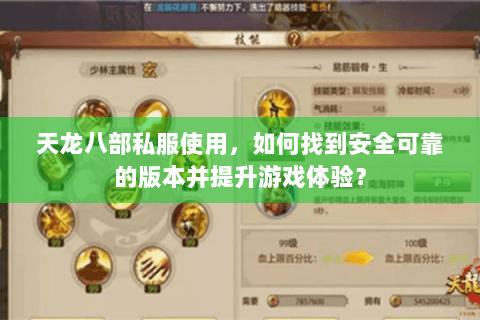 天龙八部私服使用，如何找到安全可靠的版本并提升游戏体验？