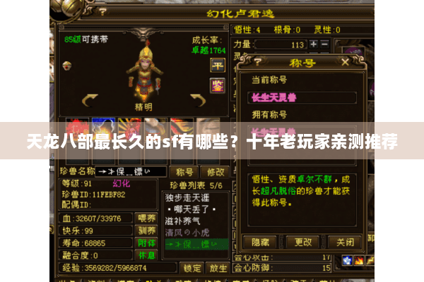 天龙八部最长久的sf有哪些？十年老玩家亲测推荐