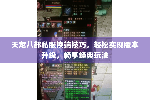 天龙八部私服换端技巧，轻松实现版本升级，畅享经典玩法