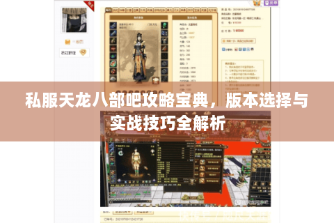 私服天龙八部吧攻略宝典,版本选择与实战技巧全解析 私服天龙八部吧攻略宝典,版本选择与实战技巧全解析