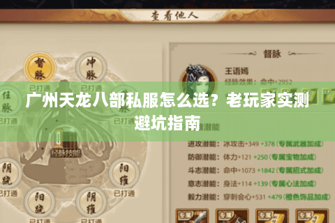 广州天龙八部私服怎么选？老玩家实测避坑指南