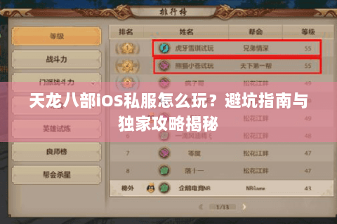 天龙八部iOS私服怎么玩？避坑指南与独家攻略揭秘