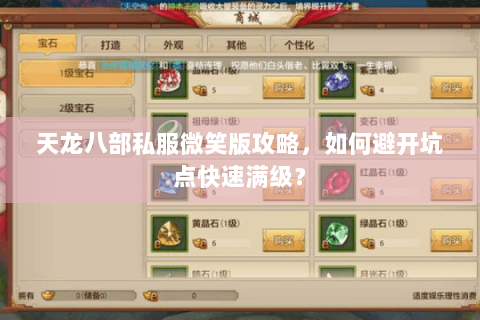 天龙八部私服微笑版攻略，如何避开坑点快速满级？