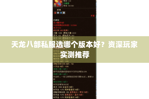 天龙八部私服选哪个版本好?资深玩家实测推荐 天龙八部私服选哪个版本好?资深玩家实测推荐