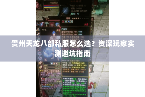 贵州天龙八部私服怎么选?资深玩家实测避坑指南 贵州天龙八部私服怎么选?资深玩家实测避坑指南