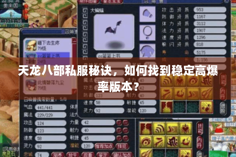 天龙八部私服秘诀，如何找到稳定高爆率版本？