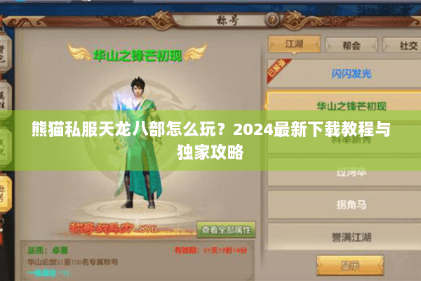 熊猫私服天龙八部怎么玩？2024最新下载教程与独家攻略