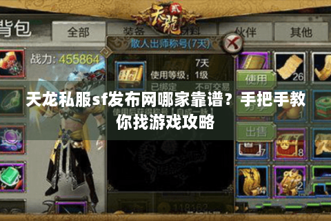 天龙私服sf发布网哪家靠谱？手把手教你找游戏攻略