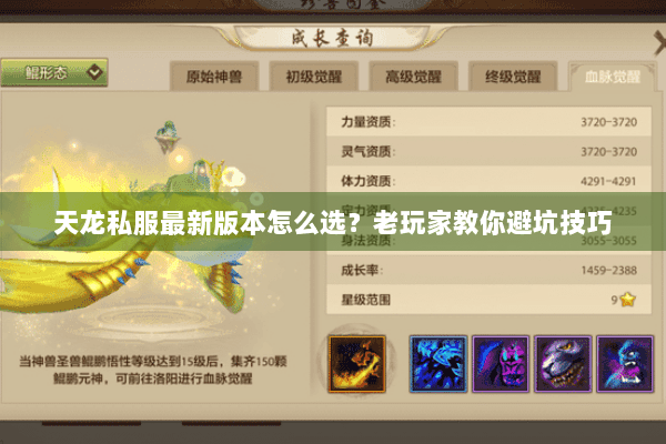 天龙私服最新版本怎么选？老玩家教你避坑技巧