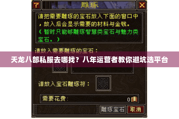 天龙八部私服去哪找？八年运营者教你避坑选平台