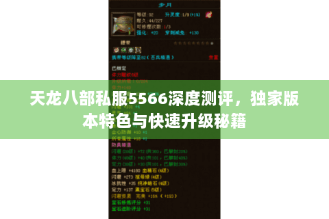 天龙八部私服5566深度测评,独家版本特色与快速升级秘籍 天龙八部私服5566深度测评,独家版本特色与快速升级秘籍