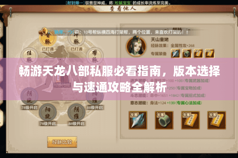 畅游天龙八部私服必看指南,版本选择与速通攻略全解析 畅游天龙八部私服必看指南,版本选择与速通攻略全解析