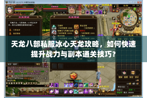 天龙八部私服冰心天龙攻略，如何快速提升战力与副本通关技巧？