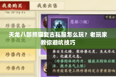 天龙八部熊猫复古私服怎么玩?老玩家教你避坑技巧 天龙八部熊猫复古私服怎么玩?老玩家教你避坑技巧