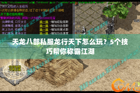 天龙八部私服龙行天下怎么玩?5个技巧帮你称霸江湖 天龙八部私服龙行天下怎么玩?5个技巧帮你称霸江湖