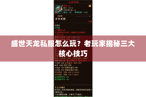 盛世天龙私服怎么玩?老玩家揭秘三大核心技巧 盛世天龙私服怎么玩?老玩家揭秘三大核心技巧