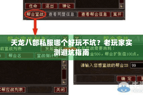 天龙八部私服哪个好玩不坑?老玩家实测避坑指南 天龙八部私服哪个好玩不坑?老玩家实测避坑指南