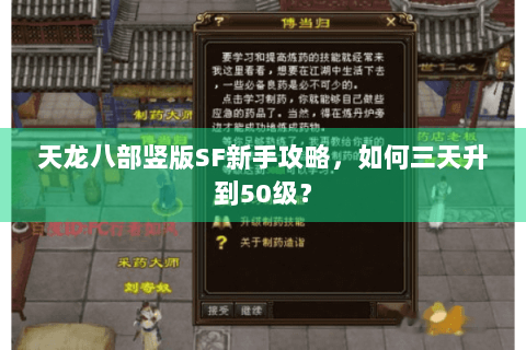 天龙八部竖版SF新手攻略，如何三天升到50级？