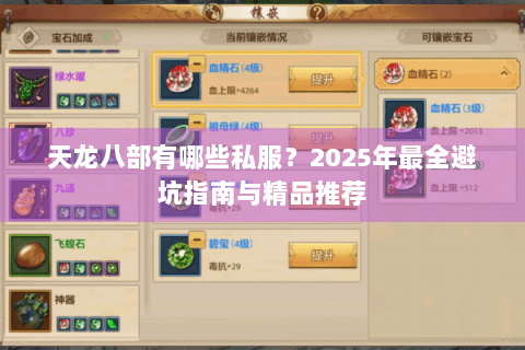 天龙八部有哪些私服？2025年最全避坑指南与精品推荐