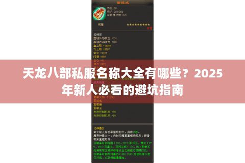 天龙八部私服名称大全有哪些？2025年新人必看的避坑指南