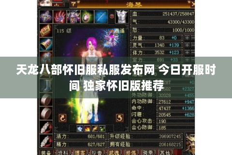天龙八部怀旧服私服发布网 今日开服时间 独家怀旧版推荐
