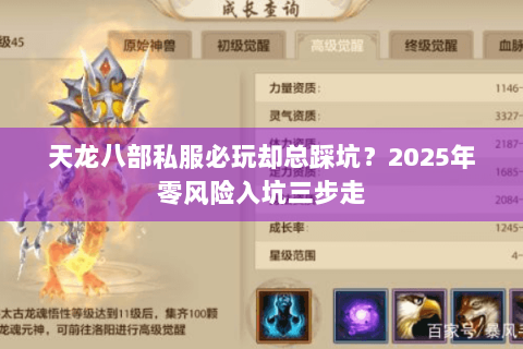 天龙八部私服必玩却总踩坑?2025年零风险入坑三步走 天龙八部私服必玩却总踩坑?2025年零风险入坑三步走