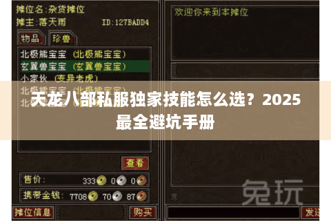 天龙八部私服独家技能怎么选？2025最全避坑手册