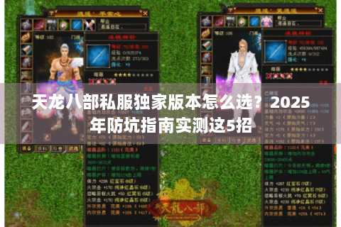 天龙八部私服独家版本怎么选？2025年防坑指南实测这5招
