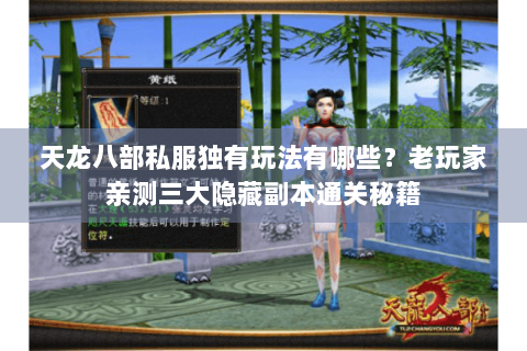 天龙八部私服独有玩法有哪些？老玩家亲测三大隐藏副本通关秘籍