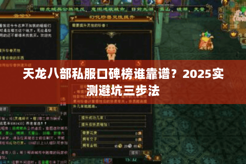 天龙八部私服口碑榜谁靠谱？2025实测避坑三步法