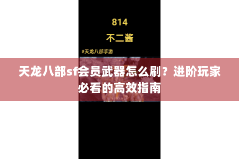 天龙八部sf会员武器怎么刷？进阶玩家必看的高效指南