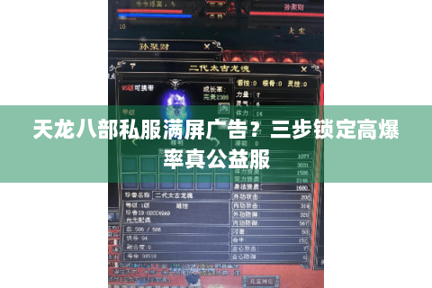 天龙八部私服满屏广告？三步锁定高爆率真公益服