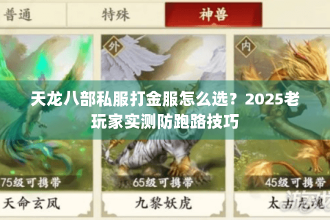 天龙八部私服打金服怎么选？2025老玩家实测防跑路技巧