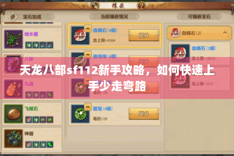 天龙八部sf112新手攻略，如何快速上手少走弯路