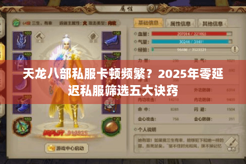 天龙八部私服卡顿频繁？2025年零延迟私服筛选五大诀窍