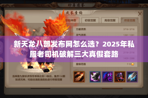 新天龙八部发布网怎么选?2025年私服老司机破解三大真假套路 新天龙八部发布网怎么选?2025年私服老司机破解三大真假套路