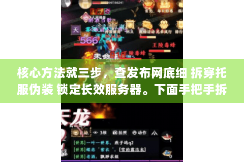 核心方法就三步，查发布网底细 拆穿托服伪装 锁定长效服务器。下面手把手拆解实操