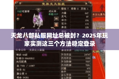 天龙八部私服网址总被封？2025年玩家实测这三个方法稳定登录