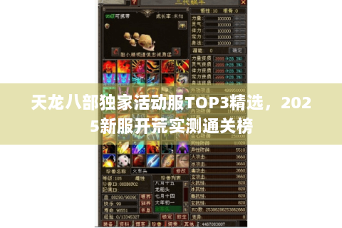 天龙八部独家活动服TOP3精选,2025新服开荒实测通关榜 天龙八部独家活动服TOP3精选,2025新服开荒实测通关榜