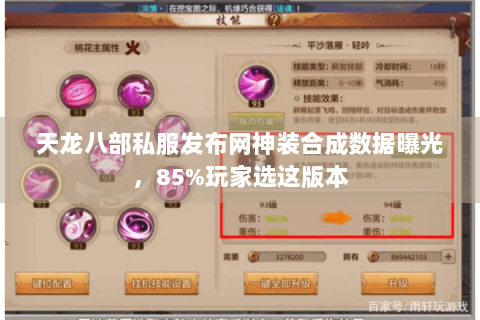 天龙八部私服发布网神装合成数据曝光,85%玩家选这版本 天龙八部私服发布网神装合成数据曝光,85%玩家选这版本