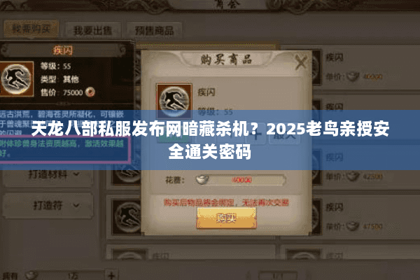 天龙八部私服发布网暗藏杀机？2025老鸟亲授安全通关密码