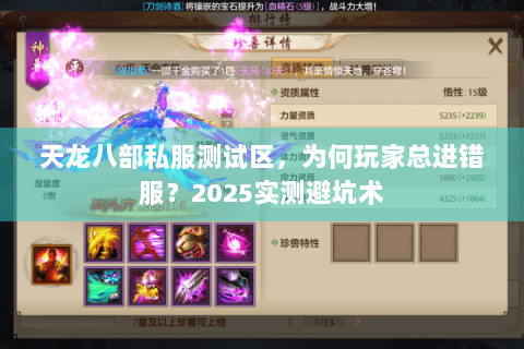 天龙八部私服测试区，为何玩家总进错服？2025实测避坑术