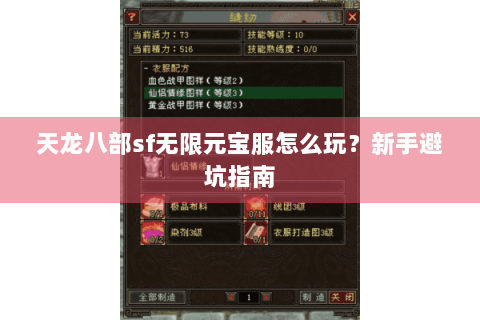 天龙八部sf无限元宝服怎么玩？新手避坑指南
