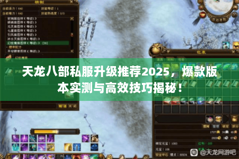 天龙八部私服升级推荐2025,爆款版本实测与高效技巧揭秘! 天龙八部私服升级推荐2025,爆款版本实测与高效技巧揭秘!