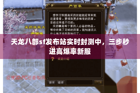 天龙八部sf发布站实时封测中，三步秒进高爆率新服
