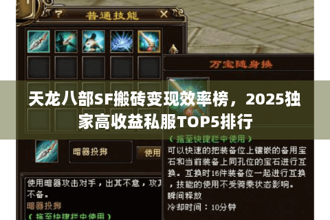 天龙八部SF搬砖变现效率榜,2025独家高收益私服TOP5排行 天龙八部SF搬砖变现效率榜,2025独家高收益私服TOP5排行