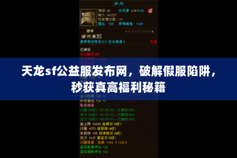 天龙sf公益服发布网,破解假服陷阱,秒获真高福利秘籍 天龙sf公益服发布网,破解假服陷阱,秒获真高福利秘籍