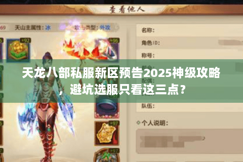 天龙八部私服新区预告2025神级攻略，避坑选服只看这三点？