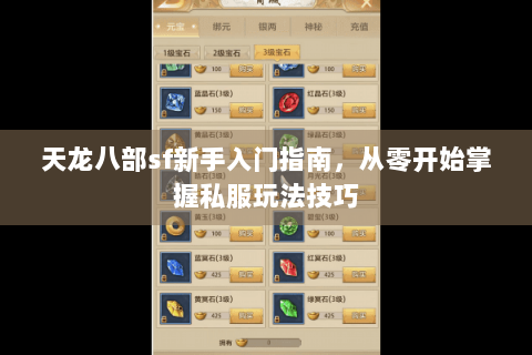 天龙八部sf新手入门指南，从零开始掌握私服玩法技巧